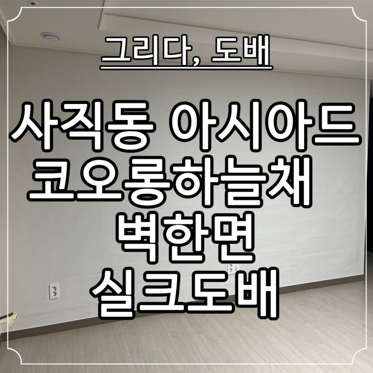  부산도배 사직동 아시아드 코오롱하늘채 벽한면 실크