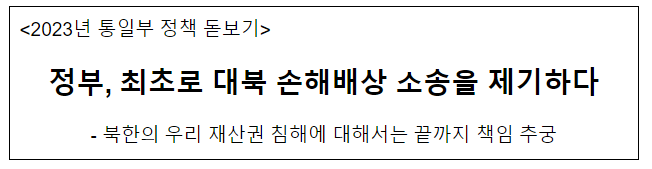 정부, 최초로 대북 손해배상 소송을 제기하다