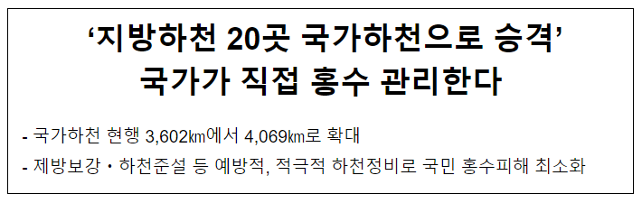 ‘지방하천 20곳 국가하천으로 승격’ 국가가 직접 홍수 관리한다