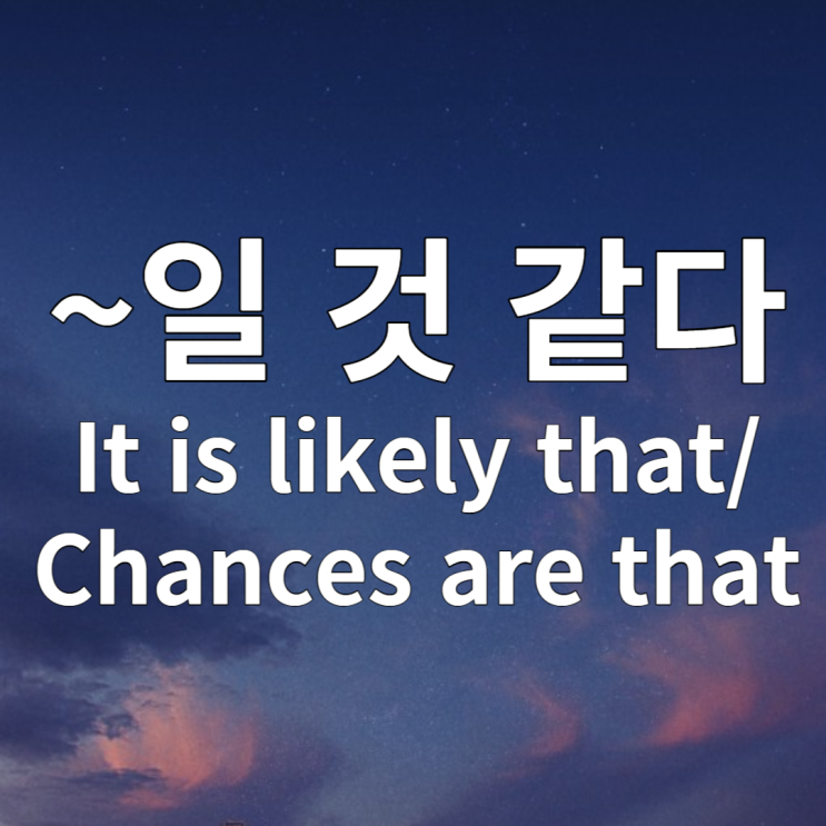  It is likely (that) / chances are (that) ~일 것 같다 영어로