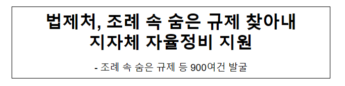 법제처, 조례 속 숨은 규제 찾아내 지자체 자율정비 지원