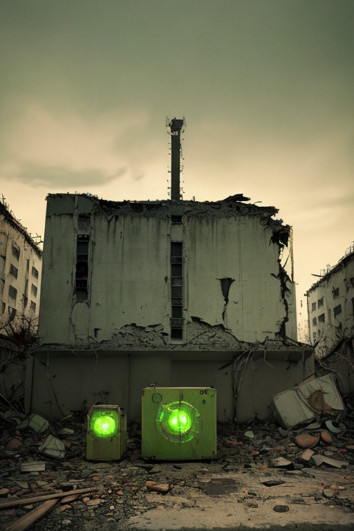 [Ai Greem] 환경 오염 147: 원자로의 문제로 인해 파괴된 도시 AI 무료 이미지 및 일러스트