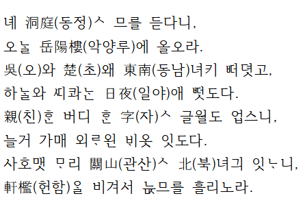  등악양루(登岳陽樓)