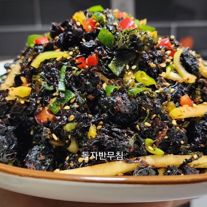 돌자반무침 만드는법 건파래무침 새콤달콤 무우넣어 입맛돋구는 돌 파래 자반무침 만들기 ....