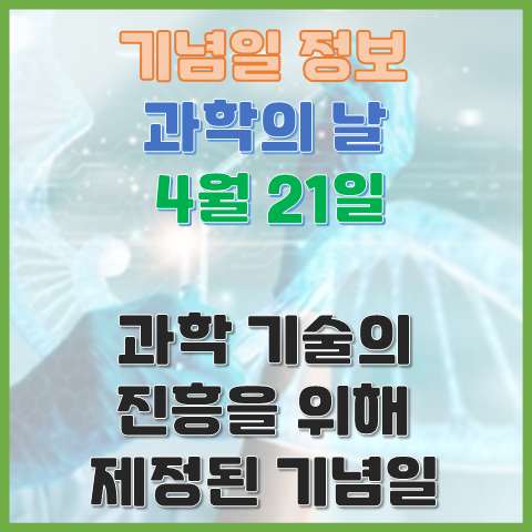 과학의 날 4월 21일 과학 기술의 중요성을 강조하기 위해 제정된 날 과학의 날 4월 21일 과학 기술의 중요성을 강조하기 위해 제정된 날