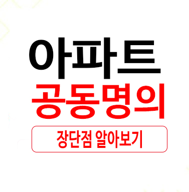 아파트공동명의장단점 쉽게 알아보자