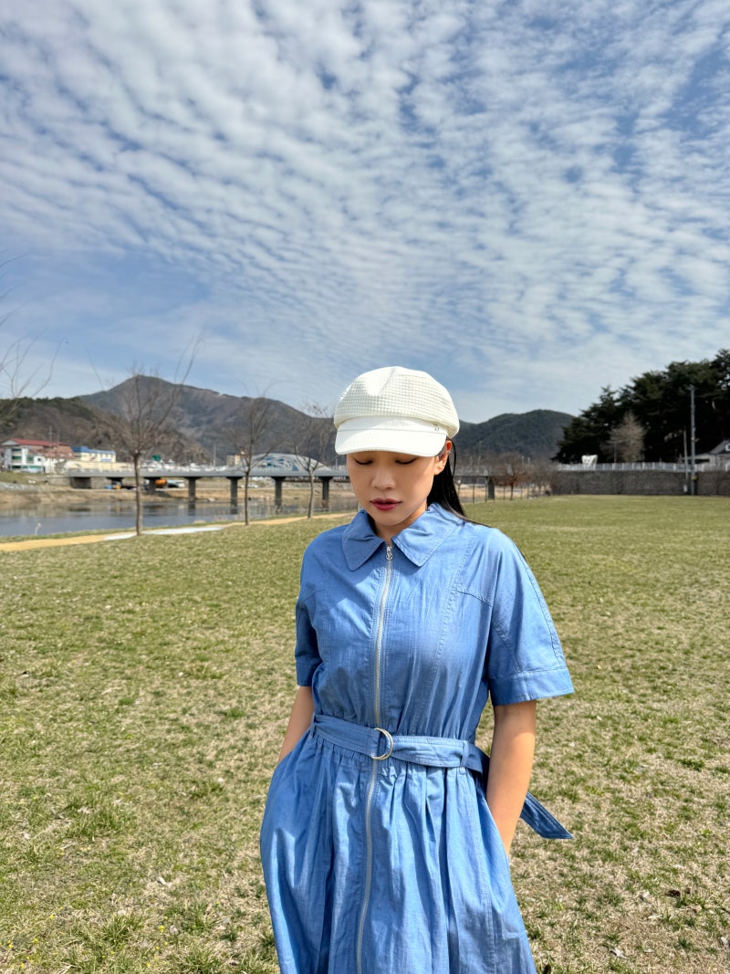 여성 골프웨어 링스 골프 바람막이 겸 원피스, 그리고 모자 코디해봤어요