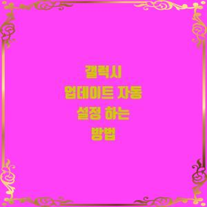  갤럭시 업데이트 자동 설정 하는 방법