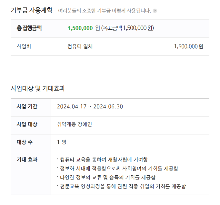 [기부] 2024.04.01 말하지 못해도 세상과 함께 소통하고 싶은 석진씨 [ 충주장애인자립생활센터  5,500원 / 누적액 - 172,000원 ]