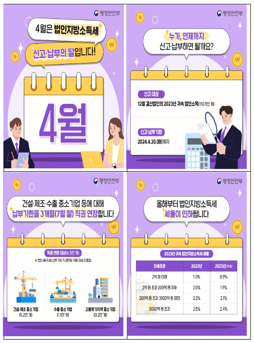 4월은 법인지방소득세 신고·납부의 달 4월은 법인지방소득세 신고·납부의 달