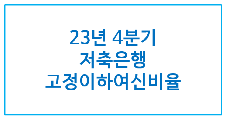 [1154] 23년 4분기 저축은행 고정이하여신비율 (※79곳 중 38곳이 권고기준에 부합치 못함)