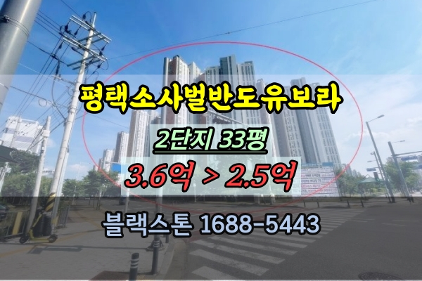 평택 소사벌아파트 반도유보라아이비파크 2단지 경매 33평 추천