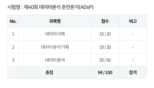  전공자 ADsP자격증  2주공부 합격후기