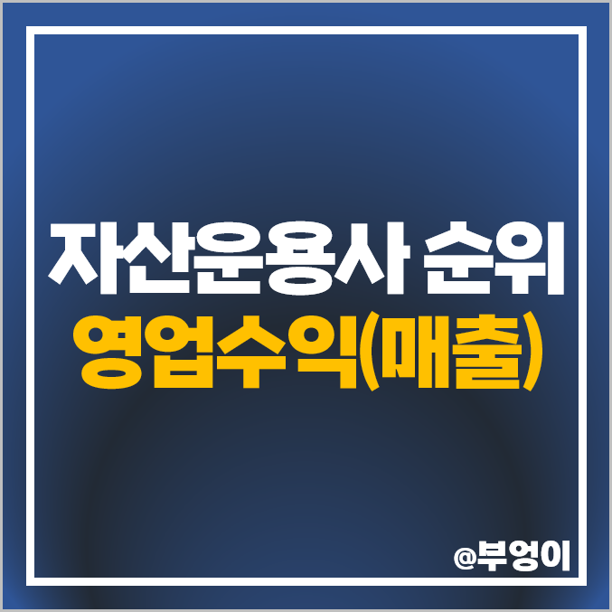 자산운용사 순위 영업수익 매출액 부문 국내 운용사 수수료 수익 비교 자산운용사 순위 영업수익 매출액 부문 국내 운용사 수수료 수익 비교