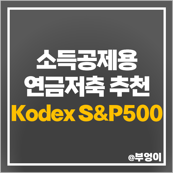 소득공제용 연금저축펀드 추천 Kodex 미국S&P500TR 국내 ETF 뜻 소득공제용 연금저축펀드 추천 Kodex 미국S&P500TR 국내 ETF 뜻