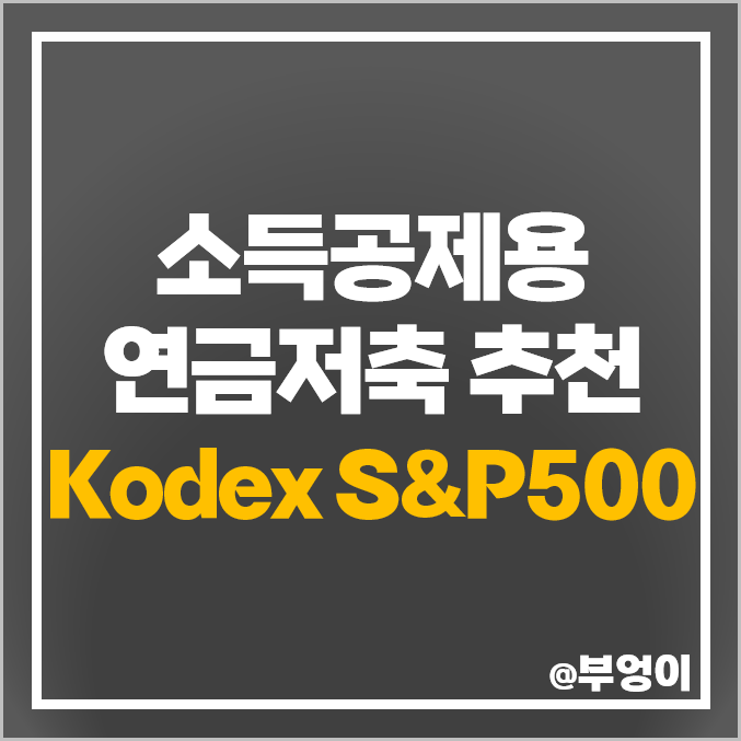 소득공제용 연금저축펀드 추천 Kodex 미국S&P500TR 국내 ETF 뜻