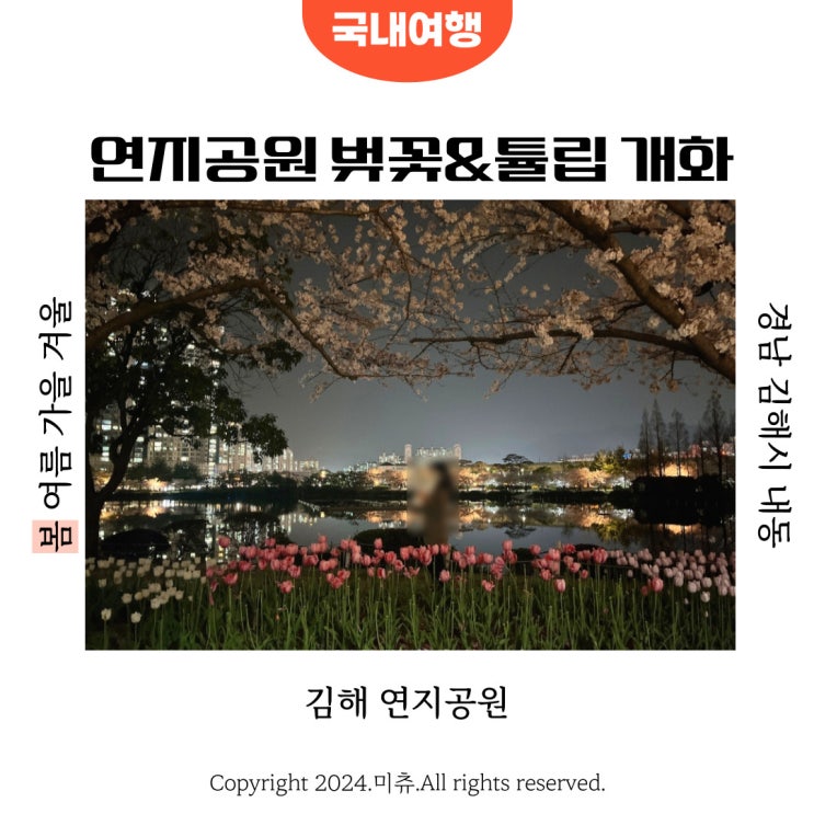  부산근교 뚜벅이 여행 김해 연지공원 벚꽃 튤립 개화