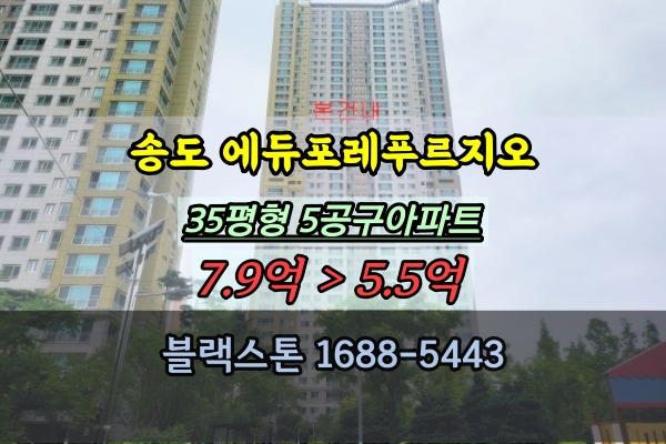 송도에듀포레푸르지오 경매 35평 송도5공구아파트 추천