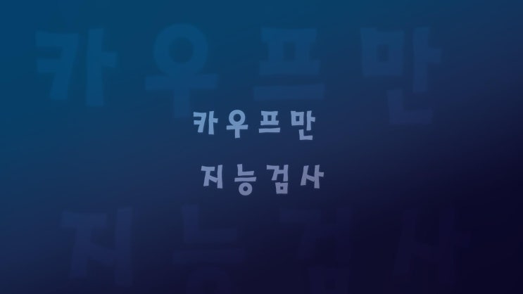  카우프만 검사 K-ABC-II