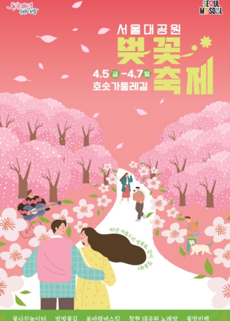  서울대공원 벚꽃 축제 24.4.5 금-4.7일 호숫가둘레길 내일갑니다