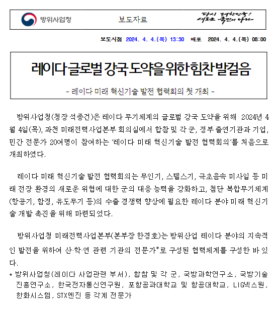 레이다 글로벌 강국 도약을 위한 힘찬 발걸음 레이다 글로벌 강국 도약을 위한 힘찬 발걸음