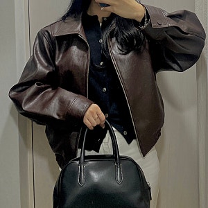 런던플랏(LONDONFLAT), chrome short leather jacket :: 여자 가죽자켓 내돈내산