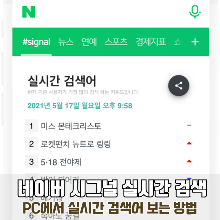  네이버 시그널 실시간 검색어 pc에서