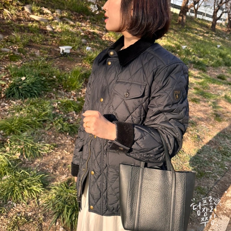  폴로 퀼팅 퀼트 자켓 블랙 S사이즈 남성 여성 코디 착샷