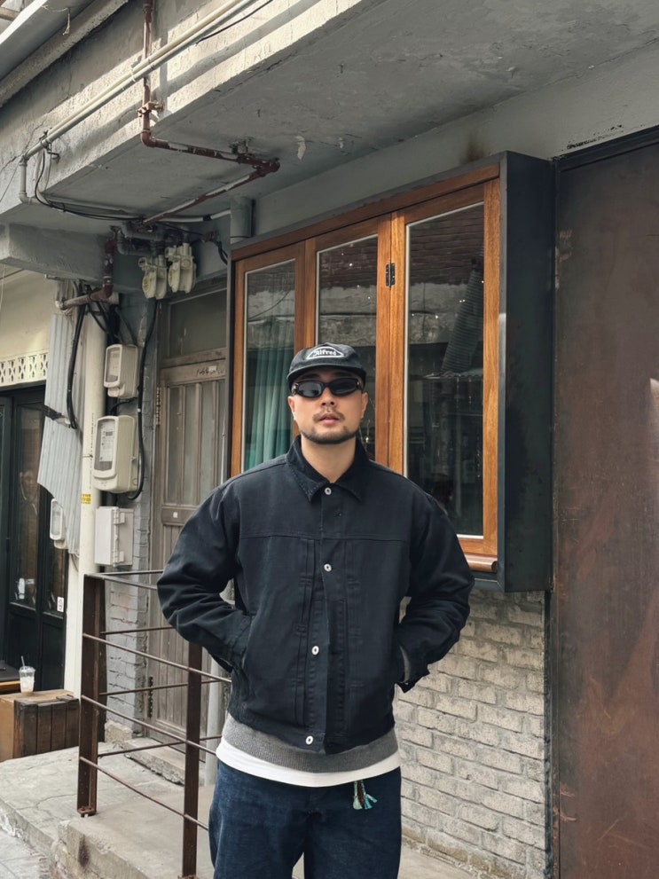  [OOTD] 봄이지만 시커먼 자켓을 입고 싶었어 / 듀테로 데님 패턴 캔버스 자켓 코디