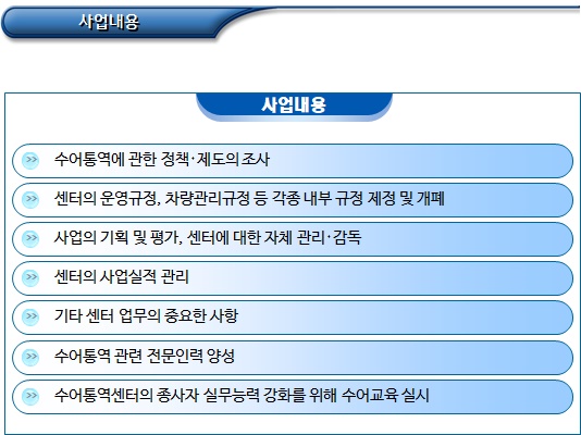 중앙수어통역센터 사업내용 및 인력기준 중앙수어통역센터 사업내용 및 인력기준