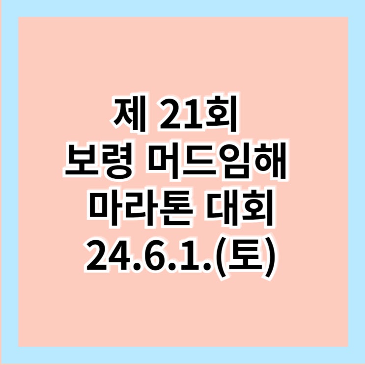  제 21회 보령 머드 임해 마라톤 대회 신청 접수 참가비 코스 시상 [충남 보령 마라톤 대회]