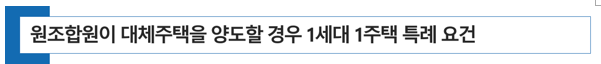 원조합원이 대체주택을 양도할 경우 양도소득세 1가구 1주택으로 보는 요건은 무엇일까?