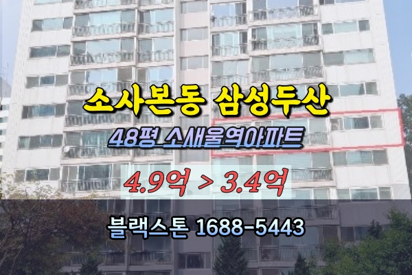 소사본동 삼성두산아파트 경매 48평 소새울역 부천역세권 투자