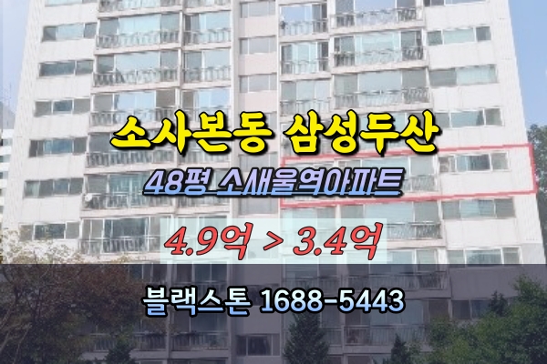  소사본동 삼성두산아파트 경매 48평 소새울역 부천역세권 투자