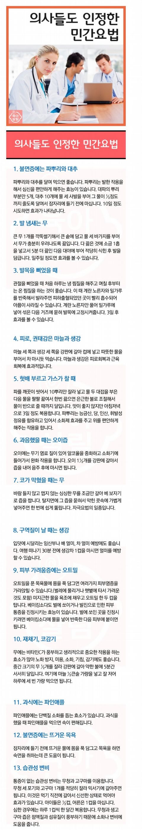  의사들도 인정한 민간요법
