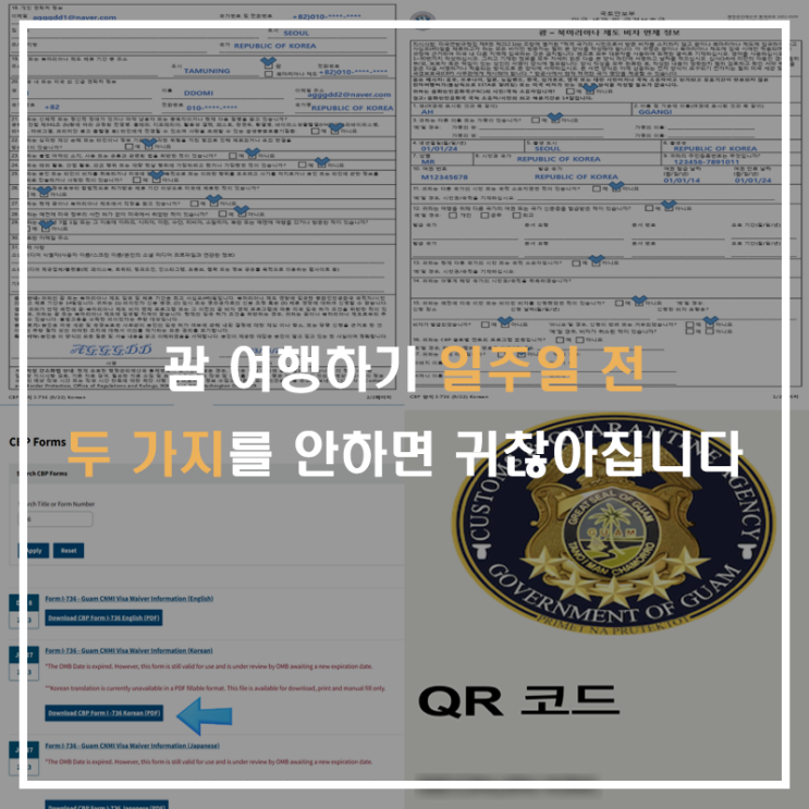 괌으로 출국 전 꼭 해야할 2가지+입국심사 후기!(비자면제 신청서 & 전자세관신고서 작성 방법)