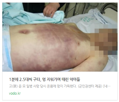 [뉴스] 1분에 2.5대씩 구타, 멍 지워가며 때린 악마들