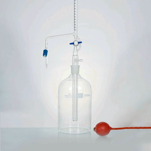  [유리초자] 중간 콕크 부착형 투명 자동 뷰렛, Class A Automatic Zero Burette with stopcock PTFE key & Needle Valve, Cla