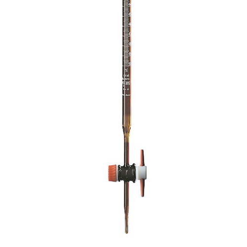  [유리초자] 테프론 스톱콕 엠버 뷰렛, Class B Amber Burette with Straight Bore PTFE Key Stopcock, Class B