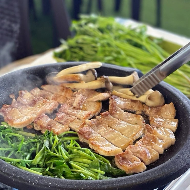  포항 안계미나리농장, 봄 제철 미나리 삼겹살
