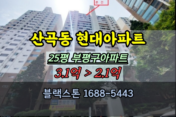  산곡동 현대아파트 경매 1차 25평 부평구 20평대 추천