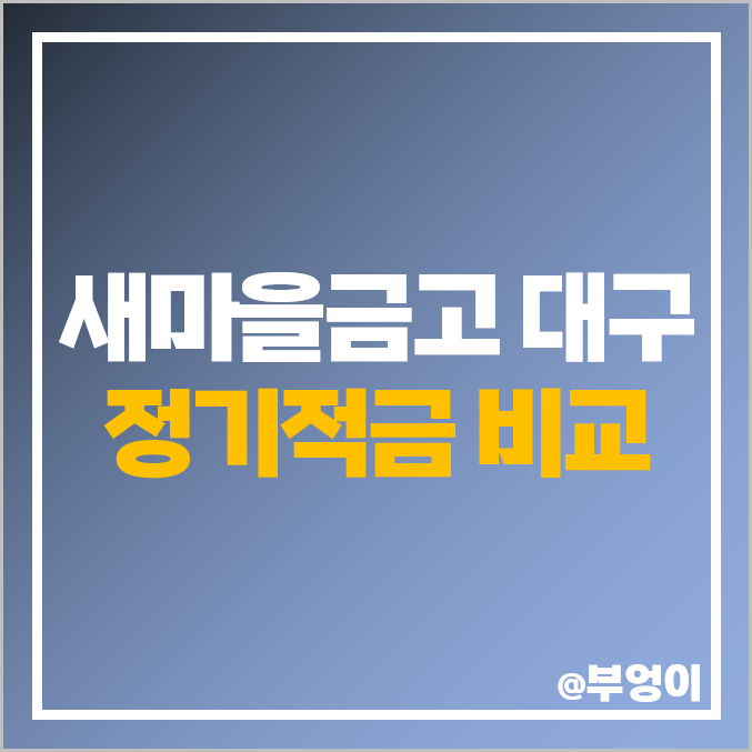 대구 새마을금고 적금 특판 추천 이자 높은 정기적금 금리 비교 대구 새마을금고 적금 특판 추천 이자 높은 정기적금 금리 비교