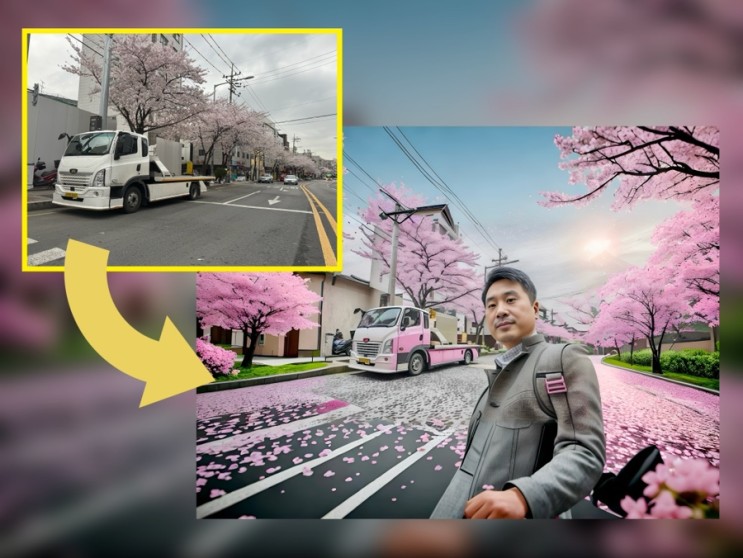 벚꽃사진 AI 합성/보정으로 감성x10배 UP : 사진편집어플 Photoleap 활용 방법