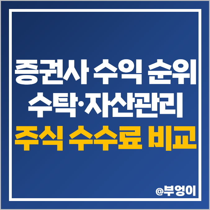 증권사 수수료 비교 증권회사 순위 주식 수탁 자산관리 수익 증권사 수수료 비교 증권회사 순위 주식 수탁 자산관리 수익