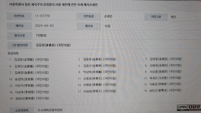 서울시의회 <b>국민의힘</b> '욱일기 허용' 논란