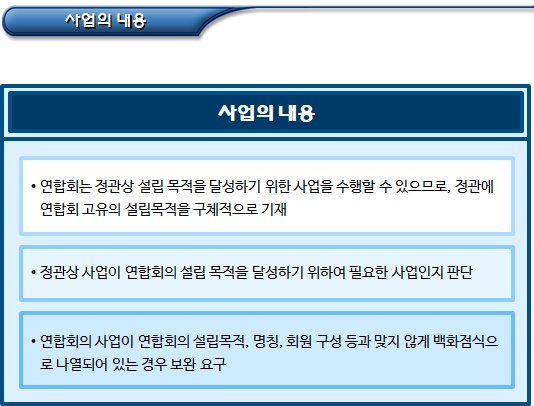 이종협동조합연합회 사업(필수 포함 사업 등) 이종협동조합연합회 사업(필수 포함 사업 등)