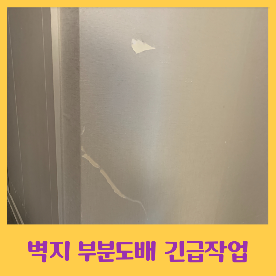 실크벽지 찢어진 곳 긴급으로 부분도배 가능