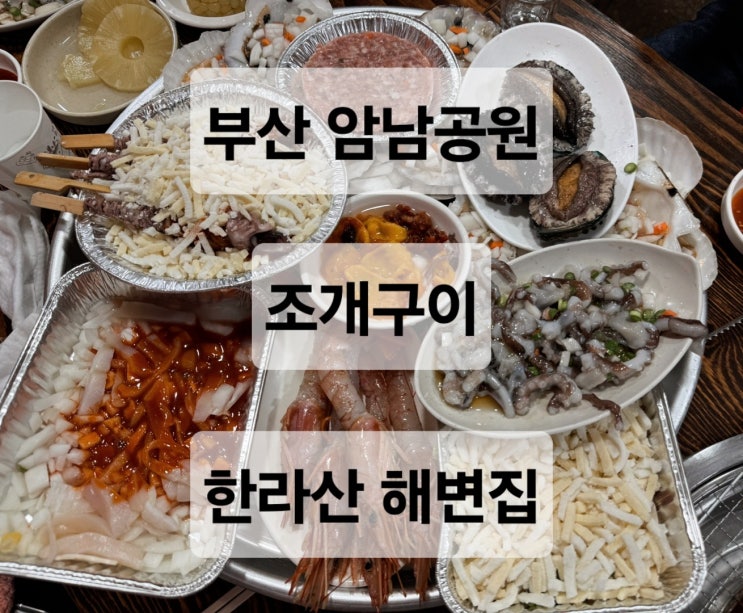  부산 송도 암남공원 바다앞 포차 분위기 푸짐한 조개구이 맛집  한라산 해변집
