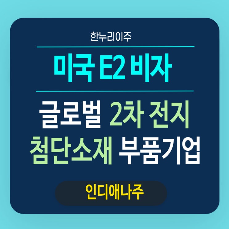  2차전지 첨단소재 부품제조기업 미국시장진출 E2비자진행