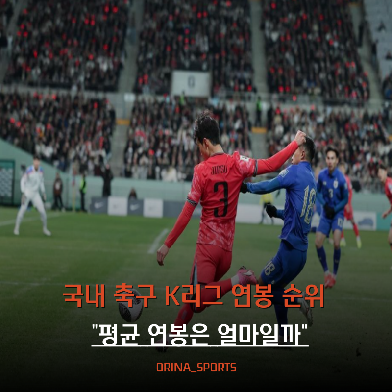 K리그 평균 연봉 및 연봉 순위 생각보다 매우 높다